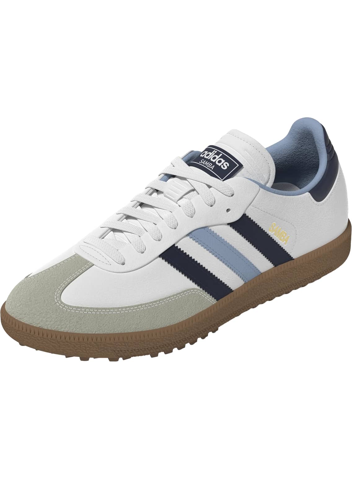 adidas Samba golf ホワイト/グレー/ネイビー adidas Golf Originals Samba golf shoes, white/blue/grey