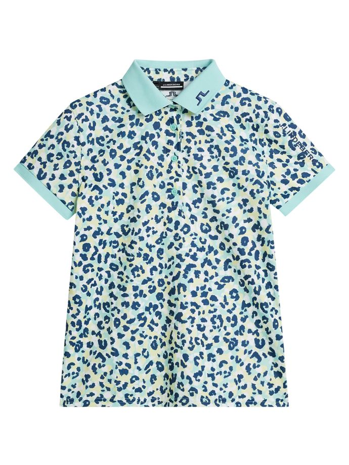 J. LINDEBERG Polo Tour Tech Print, bleu/jaune/blanc