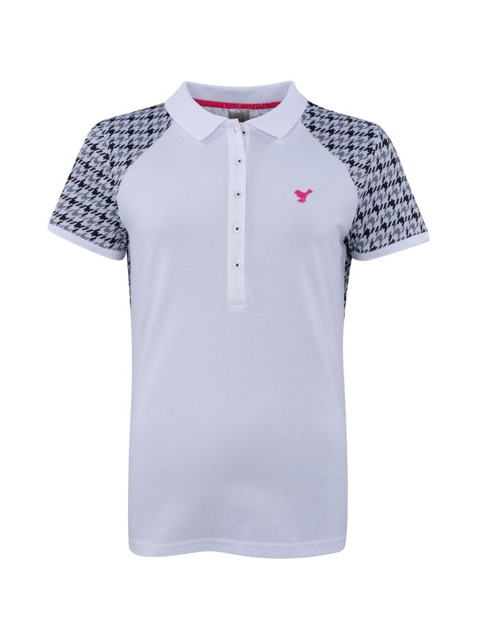 girls golf Polo pied-de-poule, blanc