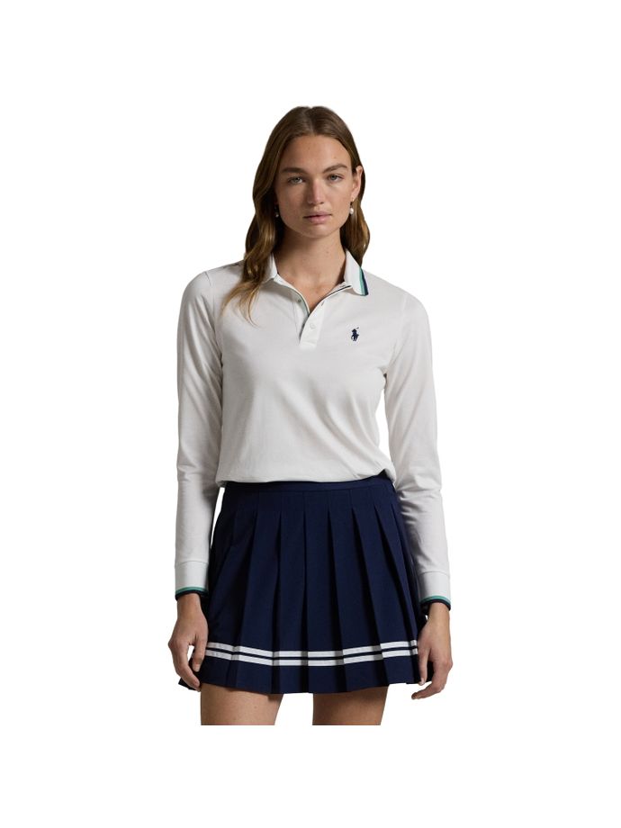 RALPH LAUREN Polo Tour Pique, langarm, bianco