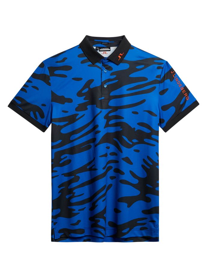 J. LINDEBERG Polo Tour Tech Print, blue/black