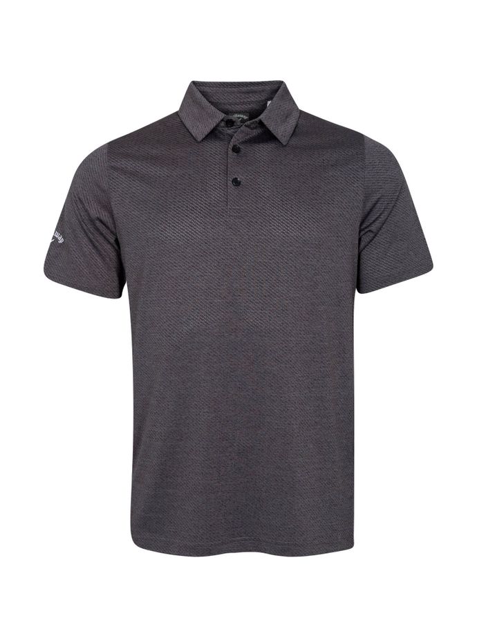 Callaway Poloshirt Heathered Jacquard, kurzarm, schwarz