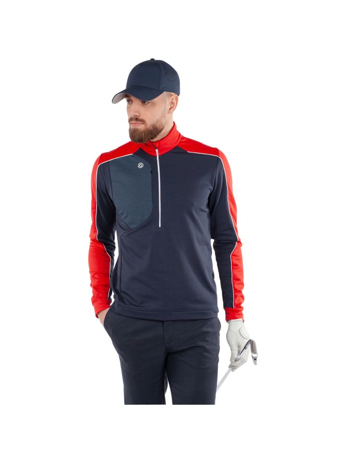 Galvin Green Layer Dave 1/2-Zip, granatowy/czerwony