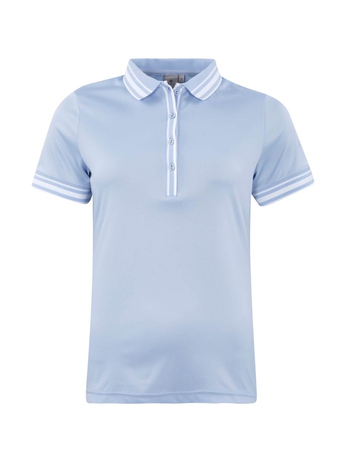 Cross Poloshirt Nostalgia II Pique mit Knopfleiste, hellblau/weiß