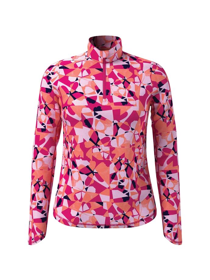 Callaway Layer Geometric Floral 1/4-Zip, różowy/wzorzysty