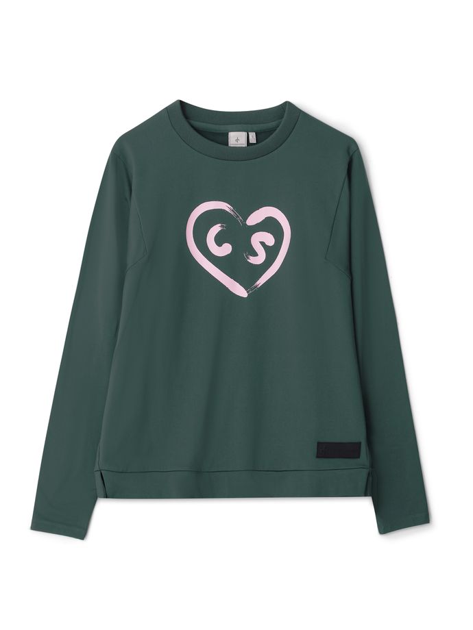 Cross Pullover Heart Crew, green