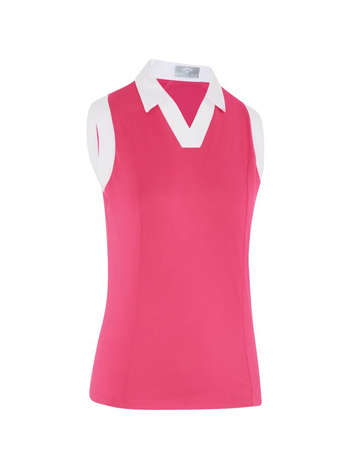 Callaway Colorblock polo, roze/wit