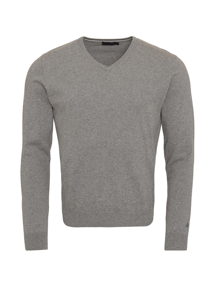 Cross Pullover Classic V-Neck, grau