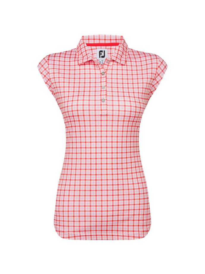 FootJoy Polo Tuscan Poppy Gingham Print, pink/rot