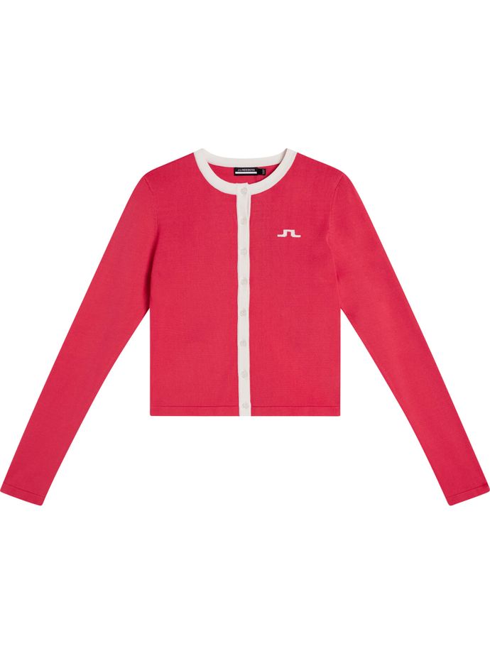 J. LINDEBERG Veste Freda Cardigan en maille, rose/blanc