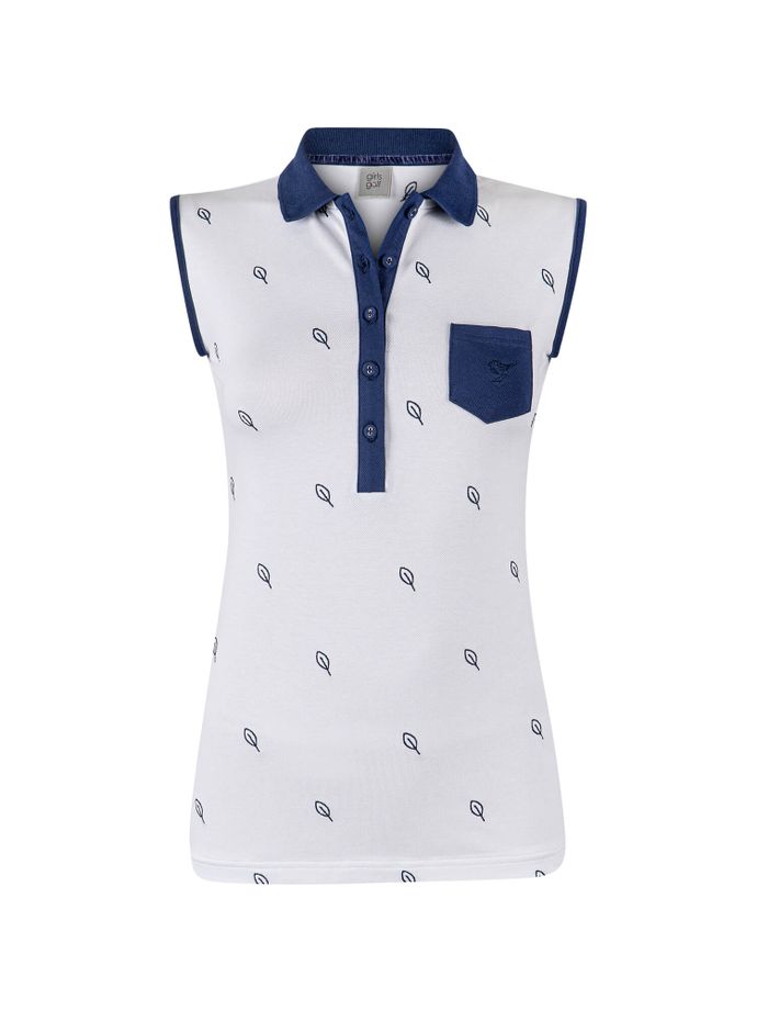 girls golf Polo Little Leaves, bianco