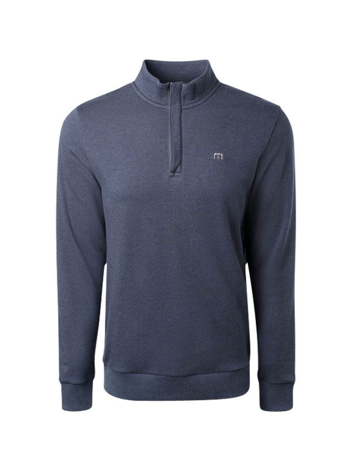 TRAVISMATHEW Layer Cloud Quarter Zip 2.0, blue grey