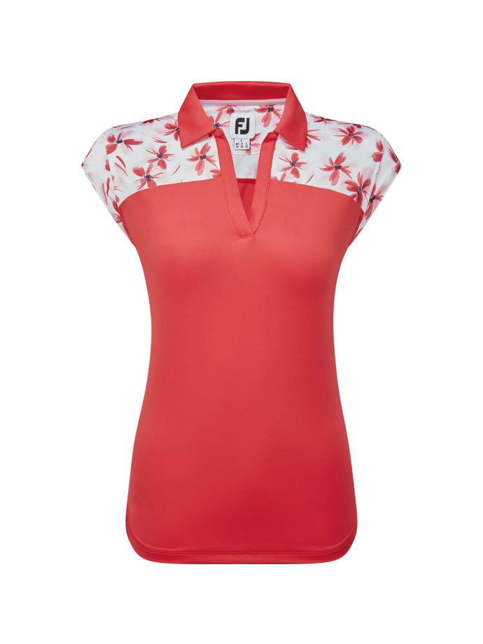 FootJoy Polo geblokt gebloemd Toscaans, rood/wit