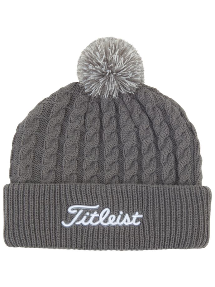 Titleist Bonnet Cable Knit Pom Pom, gris clair