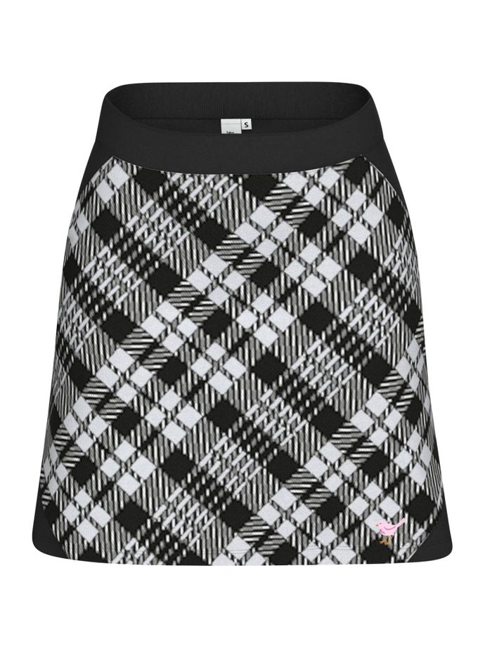 girls golf Jupe-culotte Romy Classic Tartan, blanc/noir