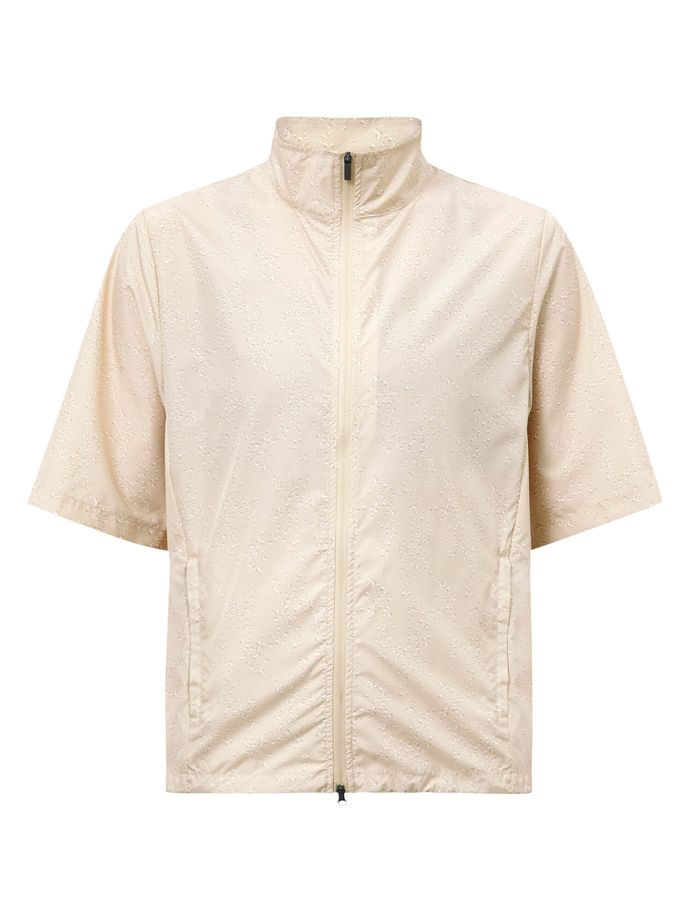 Röhnisch Veste Packable Wind, demi-manches, beige/blanc