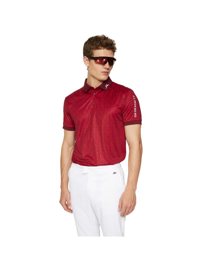 J. LINDEBERG Polo Tour Tech Print, rot