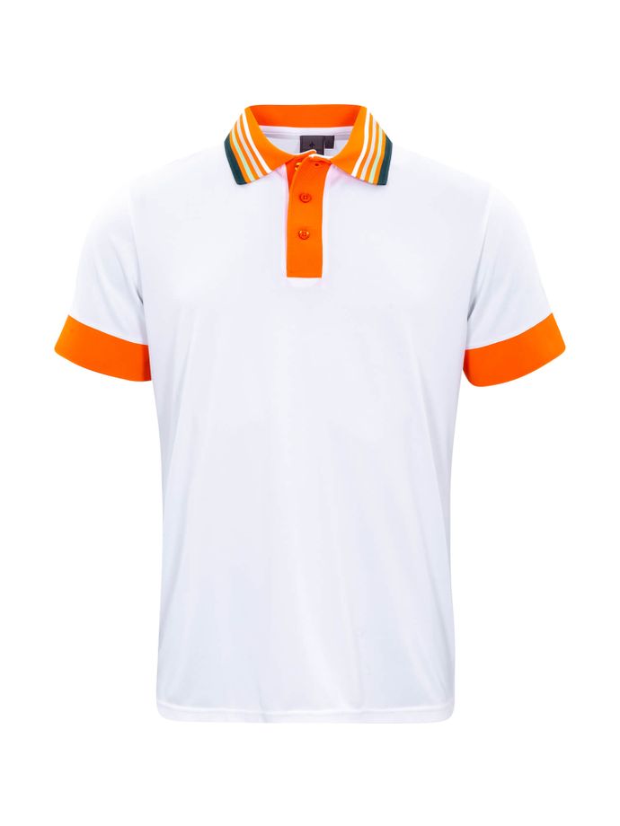 Cross Polo Streep, wit/oranje