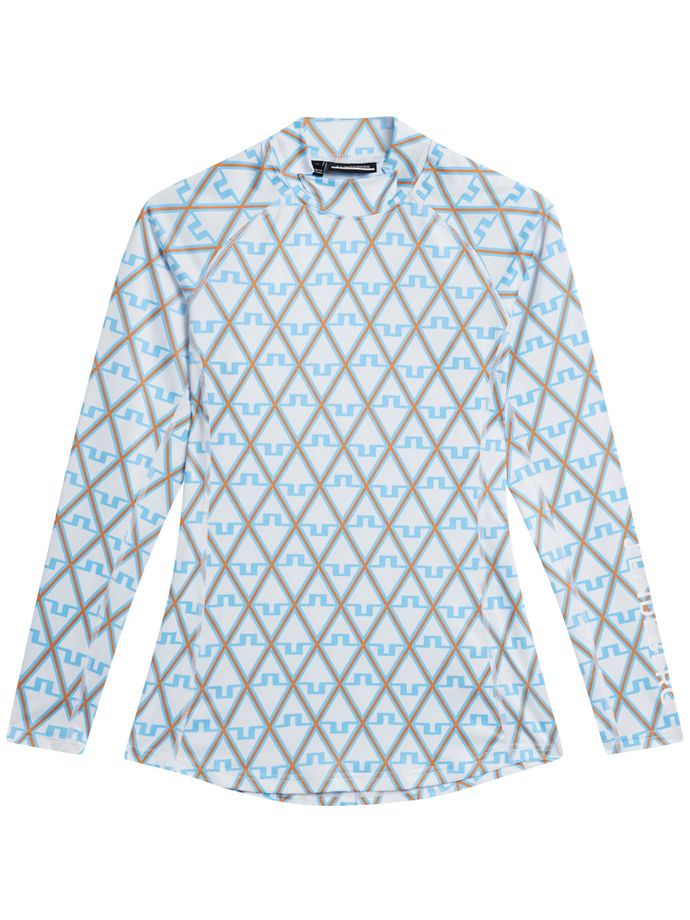 J. LINDEBERG Layer Asa Print Soft Compression, blanc/bleu