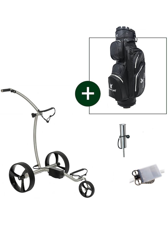 Leisure  Electric trolley Ikarus Curved 2.0 Bag-Bundle black/white, silver