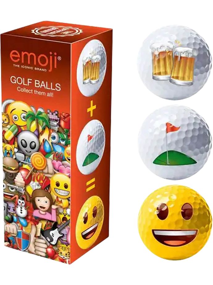 Emoji Happy Golf motif balls (3-pack), multicoloured