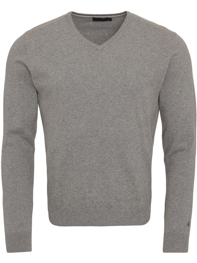 Cross Pullover Classic V-Neck, grau