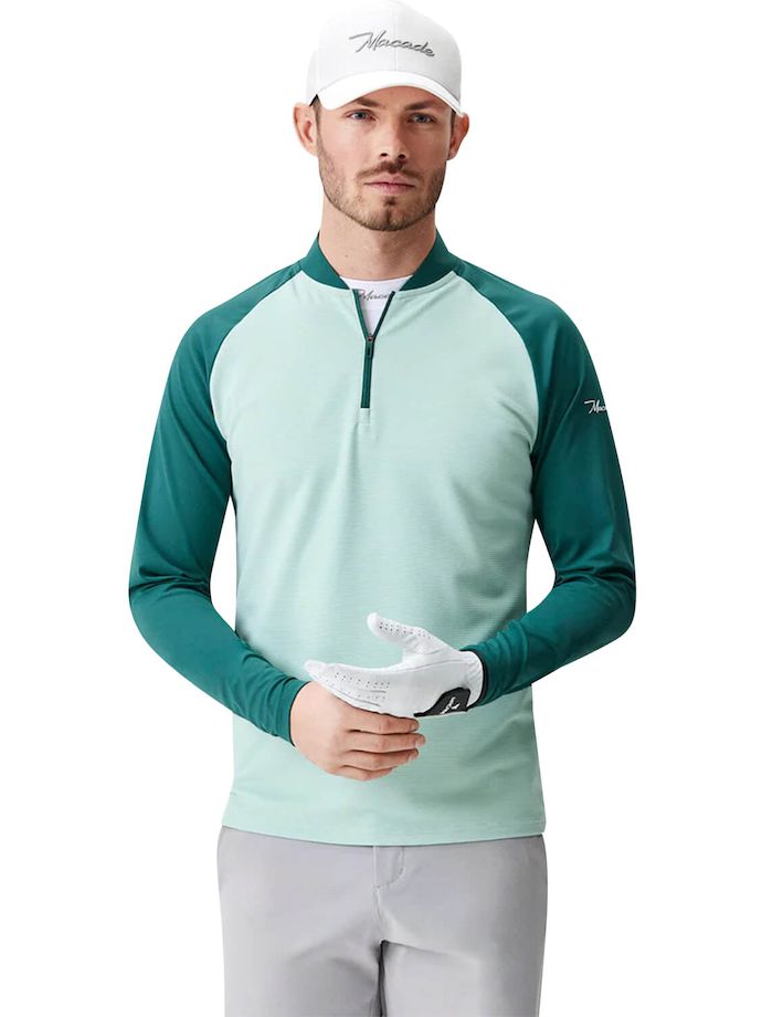 Macade Layer Tech Bomber 1/4-Zip, menta/verde scuro