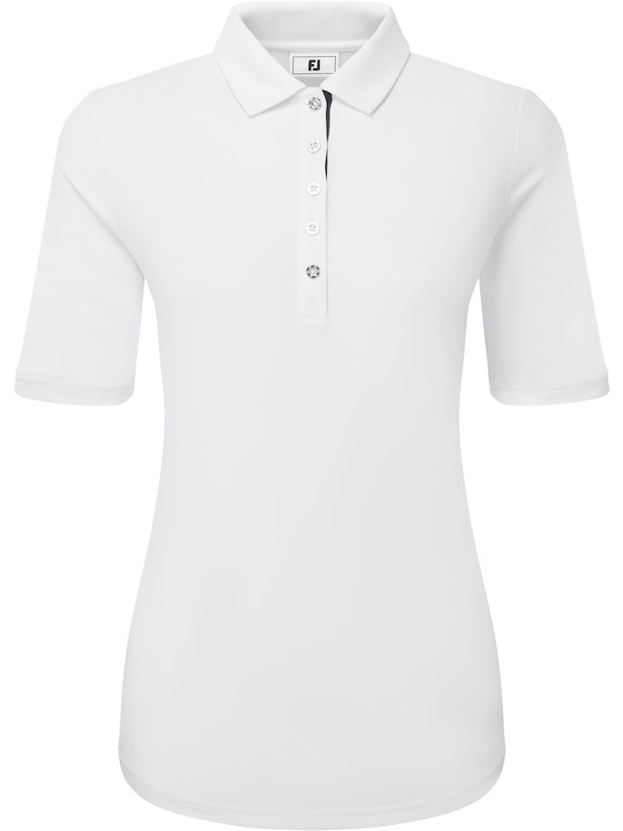 FootJoy Polo Ruched Lisle, halvt ærme, hvid