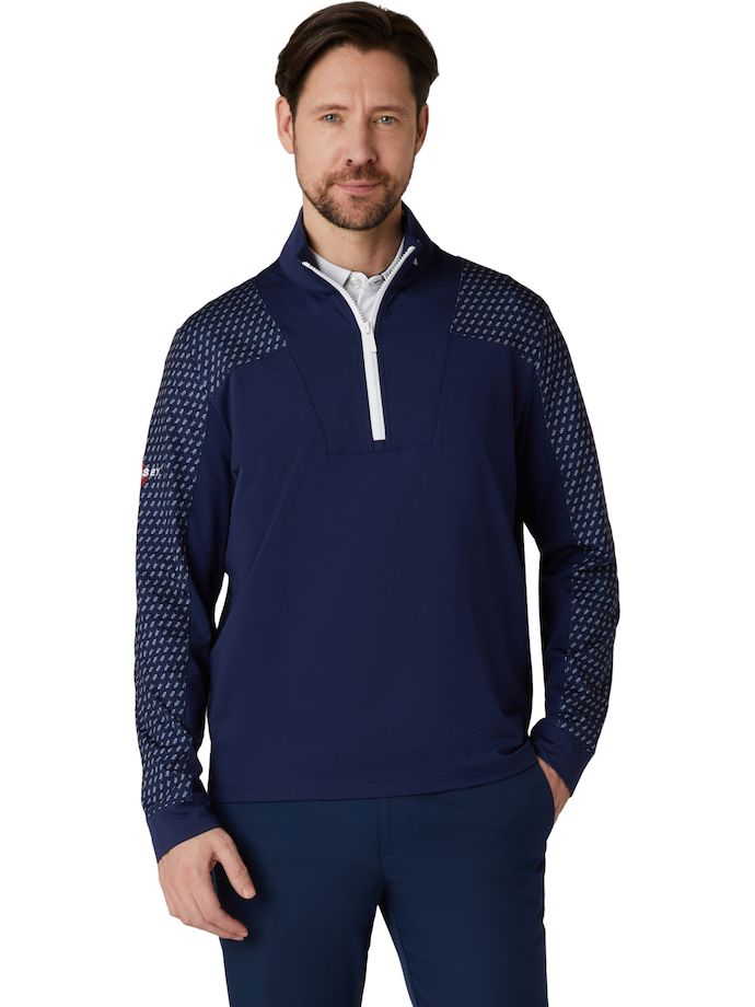 Callaway Pullover Odyssey Chev Motion Print 1/4 Zip, navy