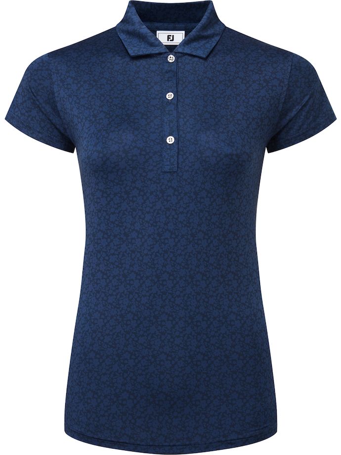 FootJoy Polo Painted Floral Lisle, manica corta, navy