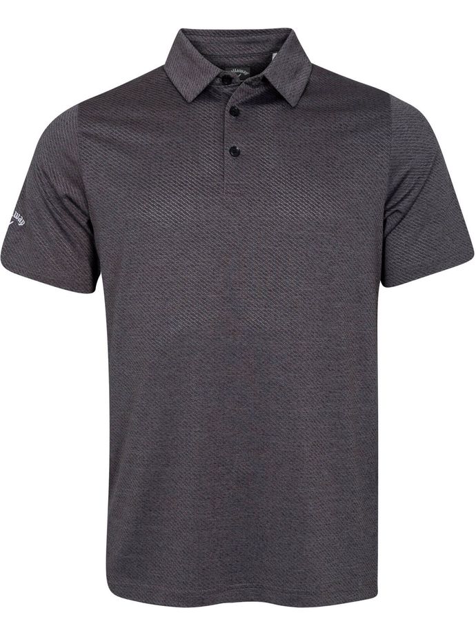 Callaway Heathered jacquard polo shirt, short sleeve, black