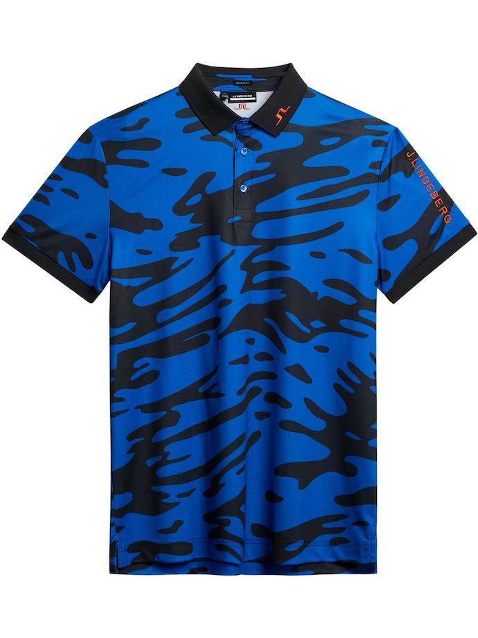 J. LINDEBERG Polo Tour Tech Print, blue/black