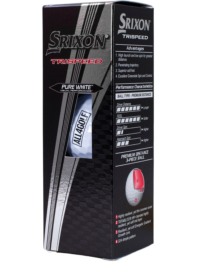 Srixon Trispeed x All4Golf Golfbälle - 3er Sleeve, bianco