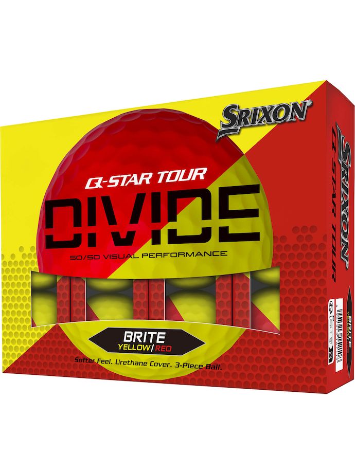 Srixon Q-Star Tour Divide 2 golf balls, yellow/red