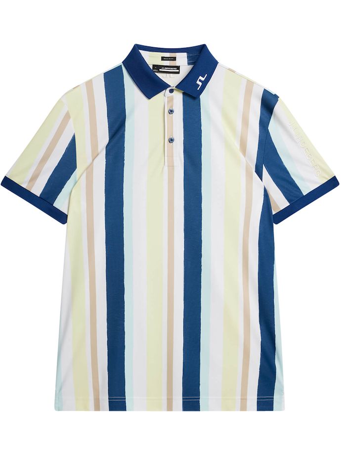 J. LINDEBERG Polo Tour Tech Print, gelb/blau/weiß