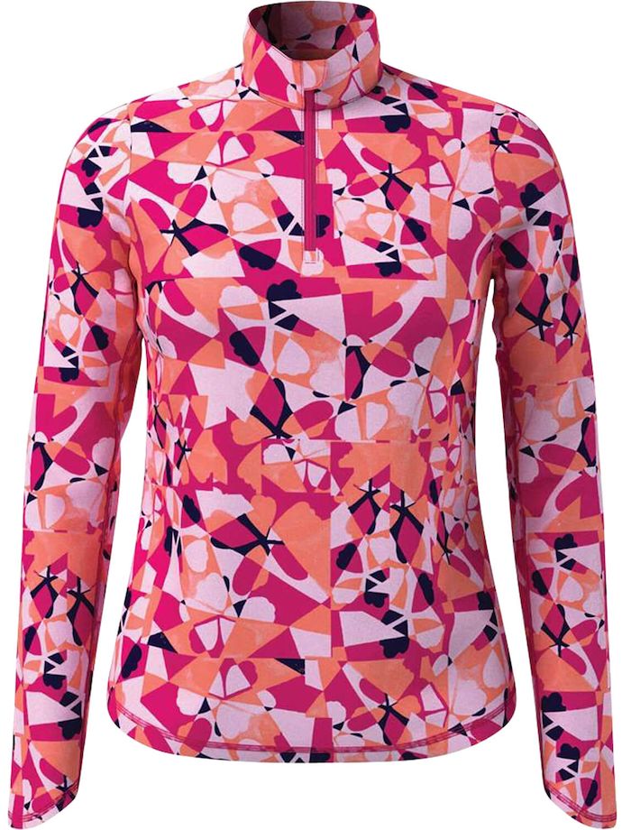 Callaway Layer Geometric Floral 1/4-Zip, pink/mønstret