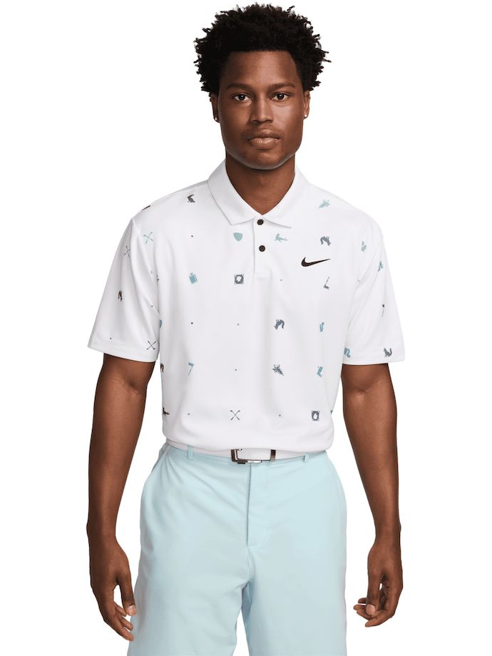 Nike Golf Polo DriFit Tour Icon Print, weiß