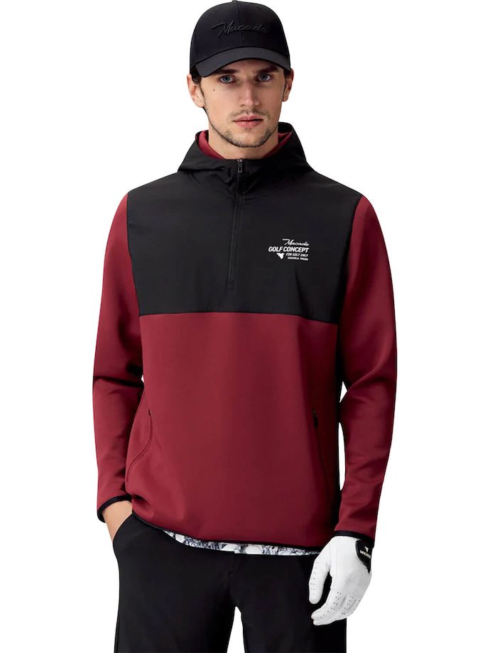 Macade Layer Tour Popover 1/4-Zip, wine red/black