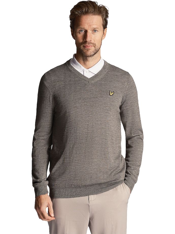 Lyle Scott Pullover Golf V-Neck, grau