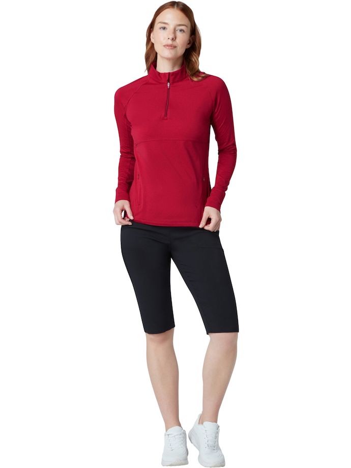 Callaway Layer LTWT Heathered 1/4 Zip, red