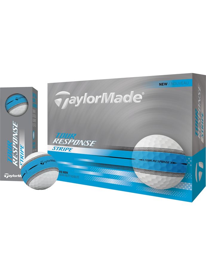 TaylorMade Piłka Tour Response Stripe 2025 - opakowanie 12 sztuk, niebieski