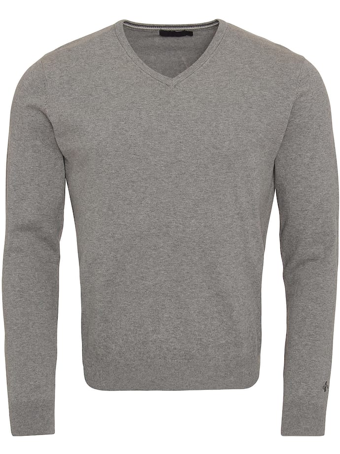 Cross Pullover Classic V-Neck, szary