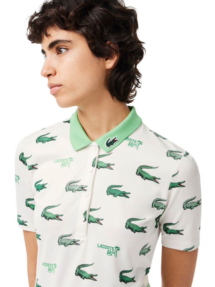 LACOSTE Polo, weiß/grün