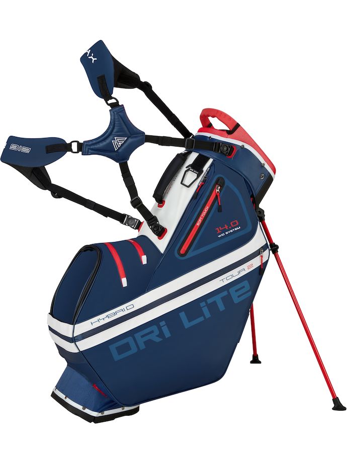 BIG MAX Sac de golf trépied Dri LIte Hybrid Tour 2, marine/rouge/blanc