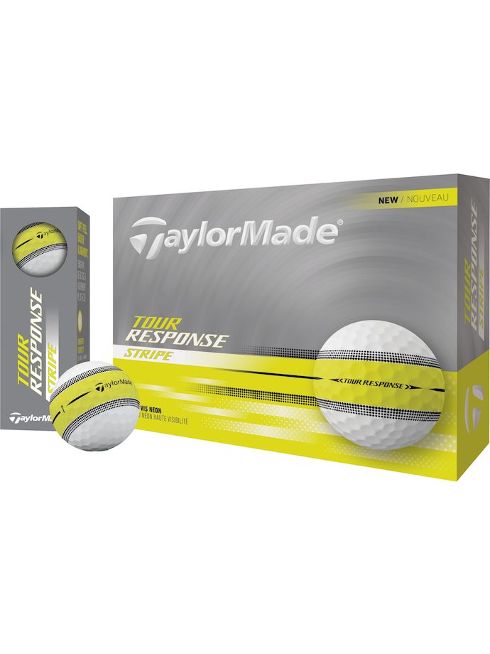 TaylorMade Piłka Tour Response Stripe 2025 - opakowanie 12 sztuk, żółty