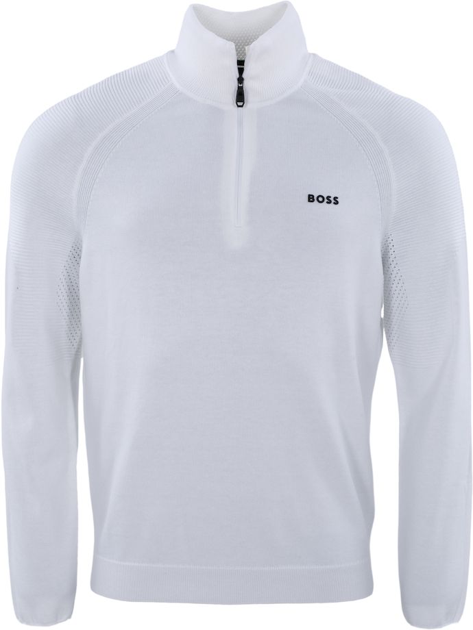 HUGO BOSS Pullover K Perform-Max 1/4-Zip, white