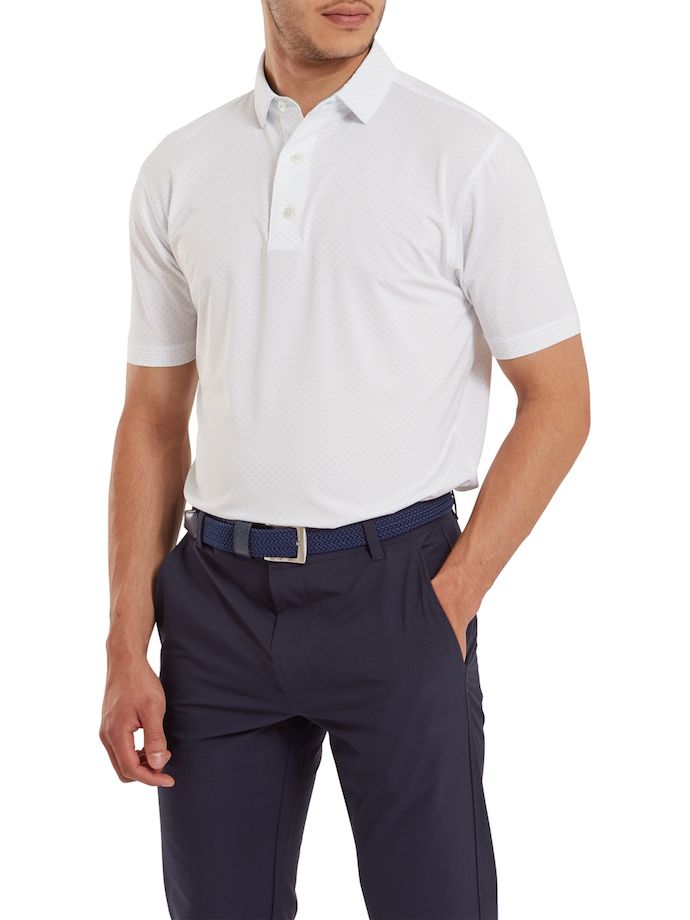 FootJoy Polo Stretch Lisle Dot Print, blanc