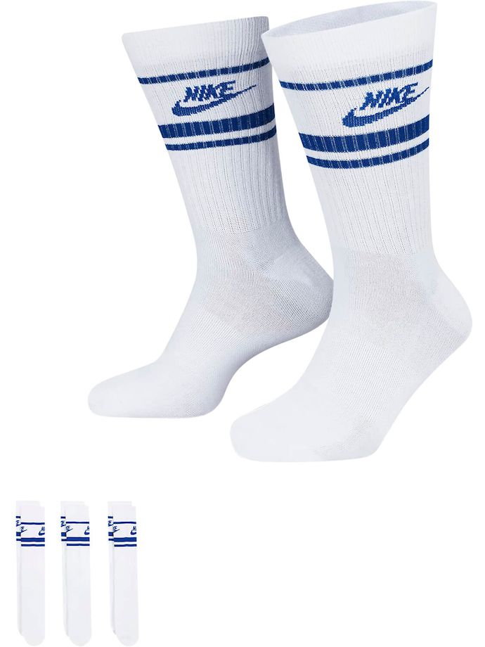 Nike Golf Socken Everyday Essential Crew 3er-Pack, blanc/bleu