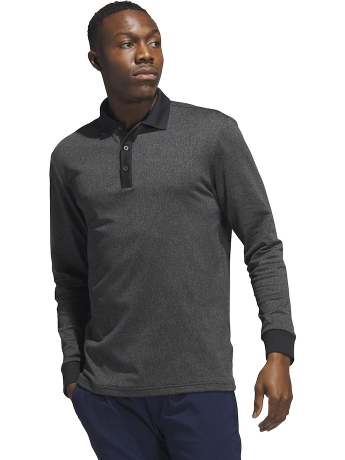 adidas Polo Heathered, long sleeve, black/grey