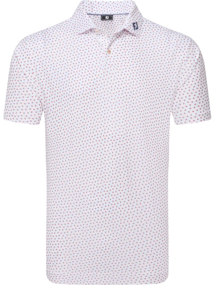 FootJoy Polo Bounce Print Pique, white/red